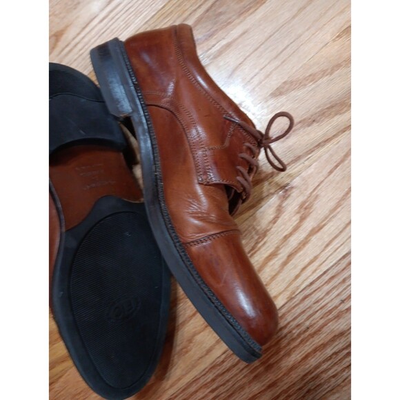 Johnston & Murphy Passport 10W Brown Leather Cap Toe Derby Oxford Shoes Italy - Picture 8 of 11